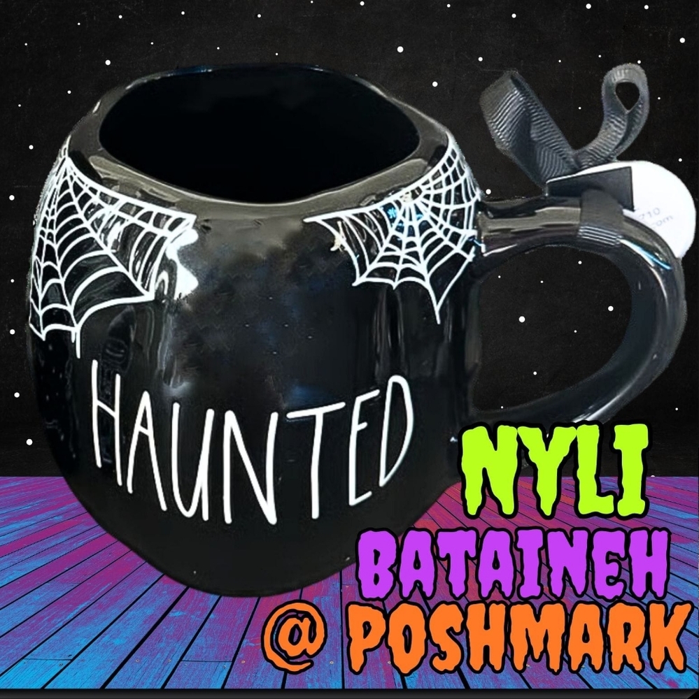 Rae Dunn Halloween Mug Haunted Holiday Theme Black Green New Rel…